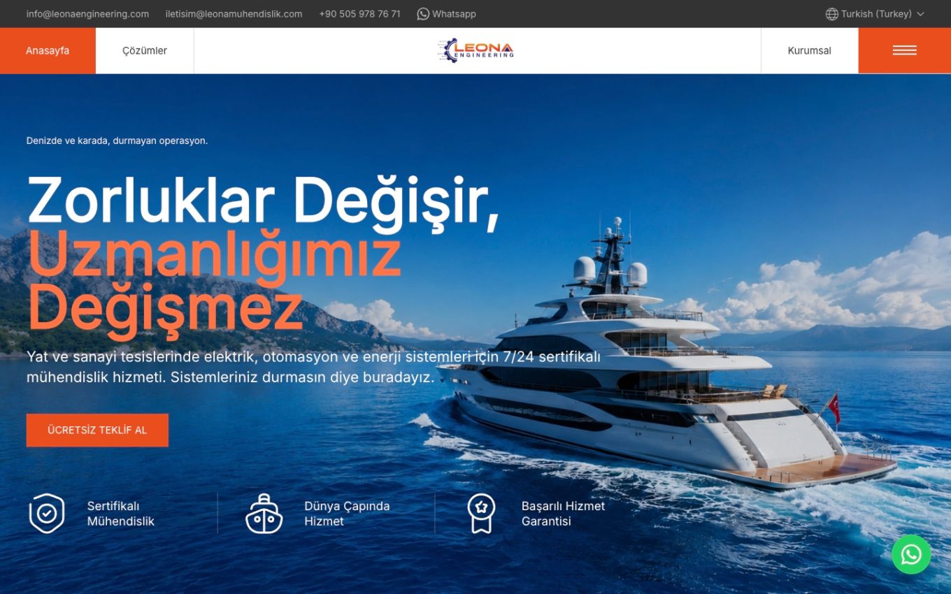 Leona Engineering website design mockup